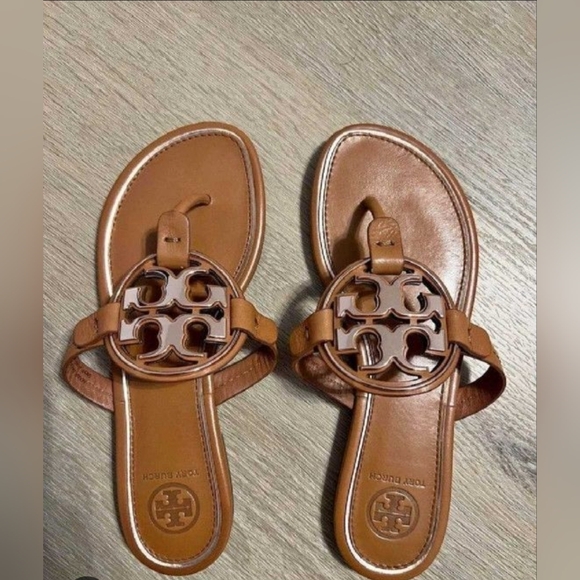 Tory Burch Shoes - Tory Burch Designer Metal Miller Tan Light Brown Leather Sandals 7 M